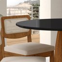 Ver imagem 3 de Mesa Redonda Camogli 4 Cadeiras Sextavadas Freijó/pto/bouclé Off - M.a Freijó/preto/bouclé Off