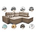 Ver imagem 3 de Sofá de Canto 2.60x2.36m Retrátil e Reclinável com Molas Cama inBox Platinum Direito Suede Bege