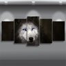 Quadro Lobo Branco Mosaico Olhos Azuis Para Quarto Sala - 4