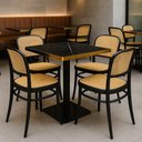 Ver imagem 2 de Conjunto Mesa de Jantar Redonda Venezia 70x70cm Preta com 4 Cadeiras Roma - Preto