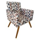 Ver imagem 2 de Poltrona Decorativa Bia Suede Triângulo Bege Pés Madeira Ms Decor