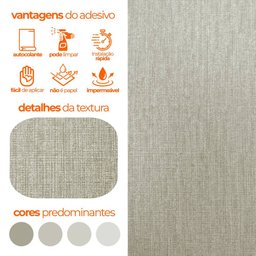 Papel de Parede Adesivo Lavavel Textura Tecido Palha Cinza Lima - 2