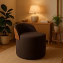 Ver imagem 2 de Puff Encosto Corino Redondo Suede Sala Penteadeira Quarto:marrom