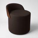 Ver imagem 1 de Puff Encosto Corino Redondo Suede Sala Penteadeira Quarto:marrom