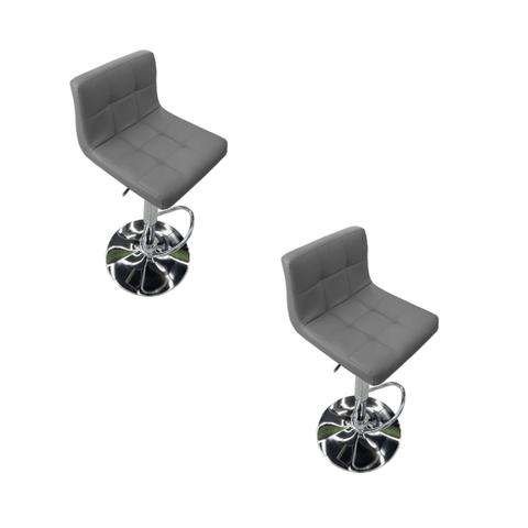 Kit 2 Banquetas Estofada Gomos Confort Base Cromada Cinza