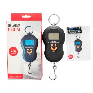 Balança Digital Portátil De Mão Com Gancho De Aço p/ Bolsa Sacola E Mala Peixe De 10g Até 50kg Lb Oz