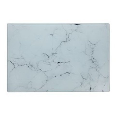 Tábua de Corte de Vidro Retangular Estampa Mármore 35x25cm Elegante e Higiênica:Marmore Branco