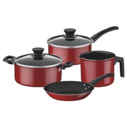 Jogo de Panelas Tramontina Coimbra em Alumínio com Revestimento Interno Antiaderente Vermelho 4 Pe - 1