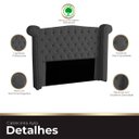 Ver imagem 5 de Cabeceira Casal King Size Estofada para Cama Box Ayla Veludo Cinza Escuro