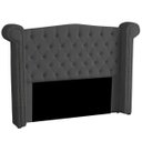 Ver imagem 1 de Cabeceira Casal King Size Estofada para Cama Box Ayla Veludo Cinza Escuro