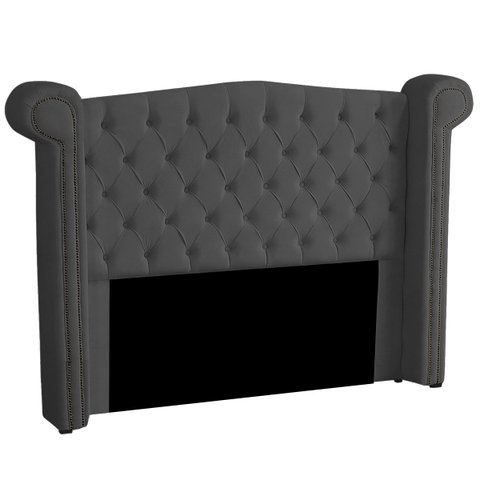 Cabeceira Casal King Size Estofada para Cama Box Ayla Veludo Cinza Escuro