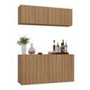 Ver imagem 1 de Kit Bar Armário Aéreo e Aparador 4 Portas Multimóveis Mp1075 Rustic