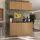 Ver imagem 2 de Kit Bar Armário Aéreo e Aparador 4 Portas Multimóveis Mp1075 Rustic