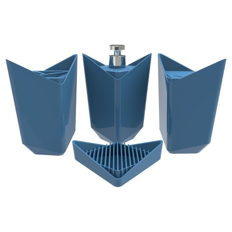 Kit Banheiro Prisma Crippa com 4 Peças (porta Escova, Porta Sabonete Líquido, Porta Algodão e