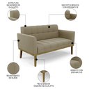 Ver imagem 4 de Sofá Namoradeira e 2 Poltronas Base Madeira Castanho Ana Suede Marrom Rt - Ibiza