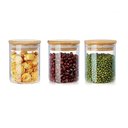 Ver imagem 1 de Kit 3 Potes Vidro Tampa Bambu Hermético Temperos 200ml