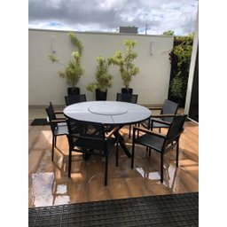 Mesa de 1,40m + 6 Cadeiras Alumínio e Tela para Área Externa - 3