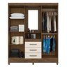 Cômoda e Roupeiro com Espelho Cairo Castanho Wood Off White - 7