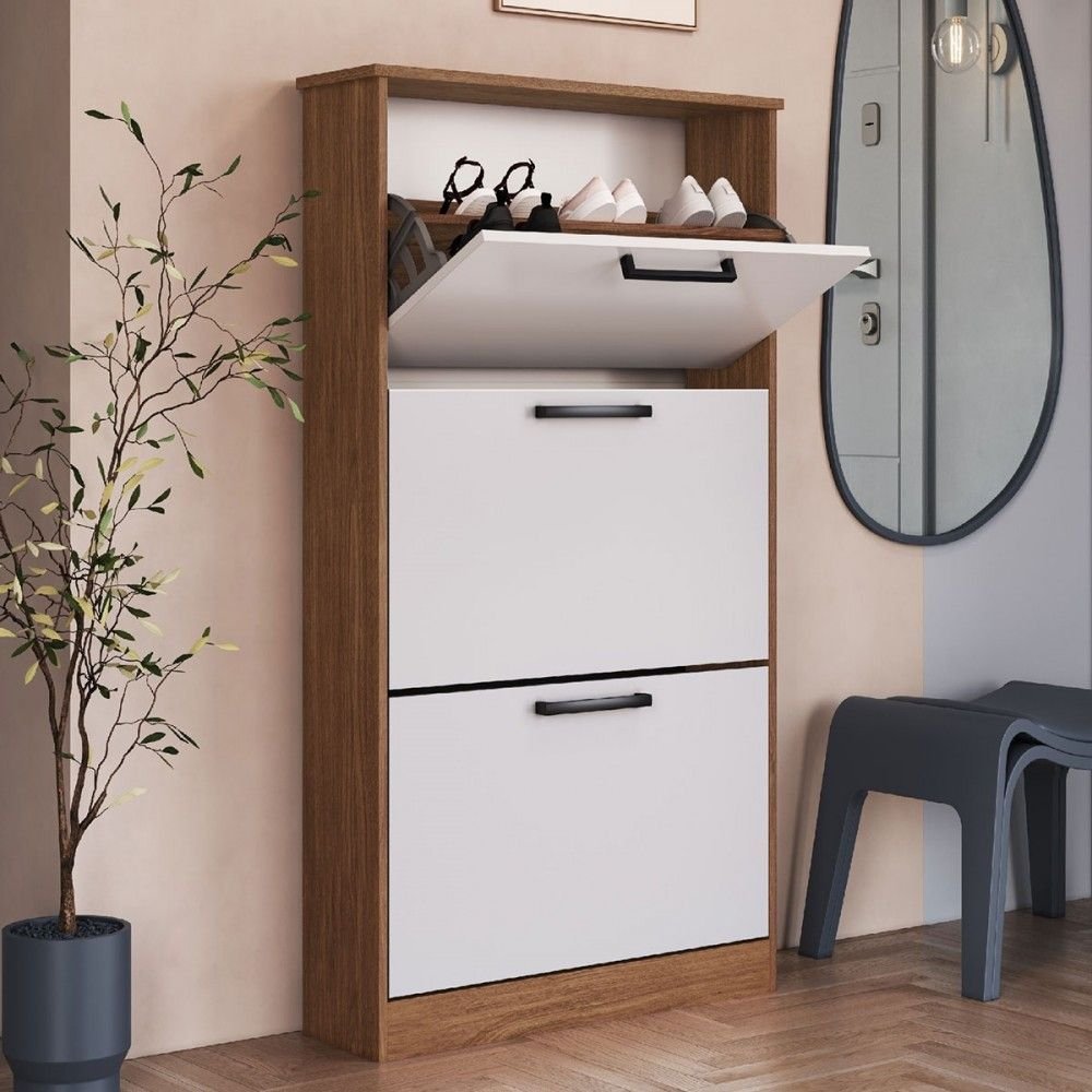 Sapateira Melissa 3 Portas Freijo/branca - Irm Móveis | MadeiraMadeira