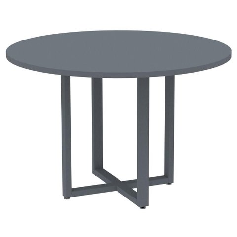 Mesa de Reunião Redonda P25 Pandin 110 Cm (largura) Tampo Mdp Grafito Pé Aço Tubular Grafito