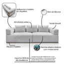 Ver imagem 4 de Sofá Scott 3 Lugares Fixo 220cm Cinza Bouclé com Aplique em Madeira Lucadi Home