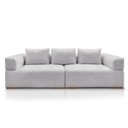 Ver imagem 6 de Sofá Scott 3 Lugares Fixo 220cm Cinza Bouclé com Aplique em Madeira Lucadi Home