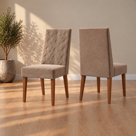 Kit 2 Cadeiras Estofadas para Mesa de Jantar Maitê