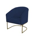 Ver imagem 3 de Kit 2 Poltronas Decorativa Luana Base Ferro Dourada Suede - Twdecora