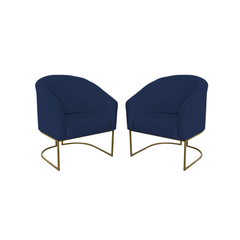 Kit 2 Poltronas Decorativa Luana Base Ferro Dourada Suede - Twdecora