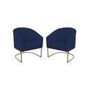 Ver imagem 1 de Kit 2 Poltronas Decorativa Luana Base Ferro Dourada Suede - Twdecora