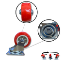 Ver imagem 1 de Rodízio Rodinha Giratório Placa Base Aço Roda Pp Vermelho Diâmetro 63mm 2,5" Altura 85mm