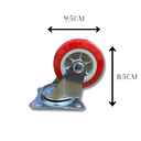 Ver imagem 2 de Rodízio Rodinha Giratório Placa Base Aço Roda Pp Vermelho Diâmetro 63mm 2,5" Altura 85mm