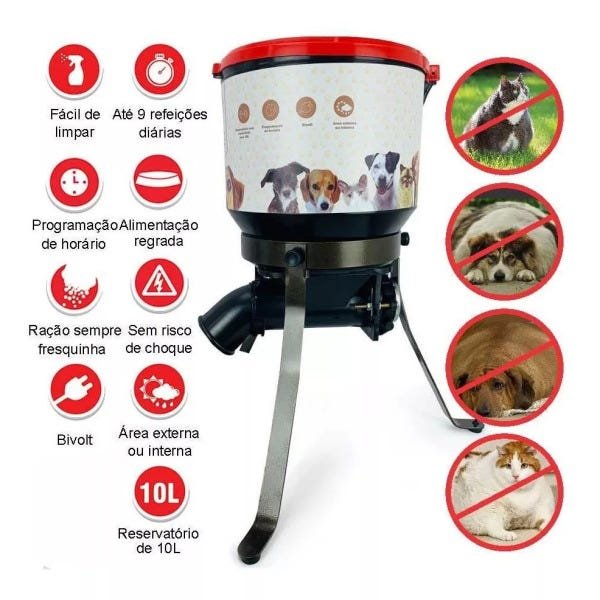 Alimentador automático para cães e gatos com reservatório de 10 litros - 5