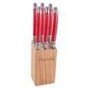 Ver imagem 1 de Conjunto de 6 Facas Laguiole La Tour Luxo com Cepo de Madeira - Vermelho