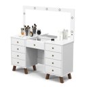 Ver imagem 1 de Penteadeira Camarim Eloá com Gavetas Mesa de Maquiagem Espelho Luz com Banqueta Branco Patrimar