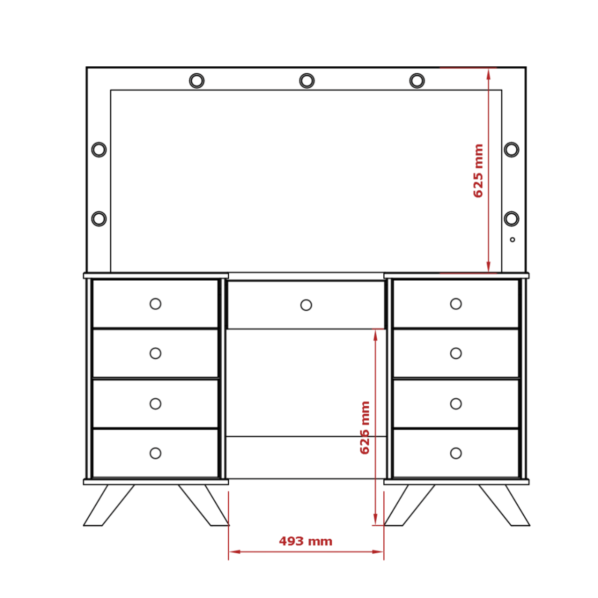 Penteadeira Camarim Eloá com Gavetas Mesa de Maquiagem Espelho Luz com Banqueta Branco Patrimar - 10