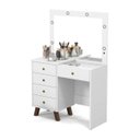 Ver imagem 1 de Penteadeira Quarto Camarim com 5 Gavetas Mesa Maquiagem Led Retro Mel Branco Patrimar