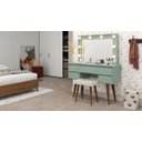 Ver imagem 1 de Penteadeira Camarim Strass com Led e Banqueta Verde Bellagio - Patrimar Móveis