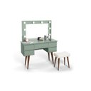 Ver imagem 2 de Penteadeira Camarim Strass com Led e Banqueta Verde Bellagio - Patrimar Móveis