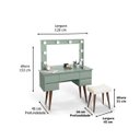 Ver imagem 4 de Penteadeira Camarim Strass com Led e Banqueta Verde Bellagio - Patrimar Móveis