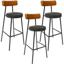 Ver imagem 1 de Kit 03 Banquetas Alta Cozinha Sala De Jantar Milão L02 Couríssimo Whisky Linho Chumbo - Lyam Decor