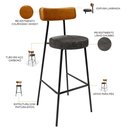 Ver imagem 4 de Kit 03 Banquetas Alta Cozinha Sala De Jantar Milão L02 Couríssimo Whisky Linho Chumbo - Lyam Decor