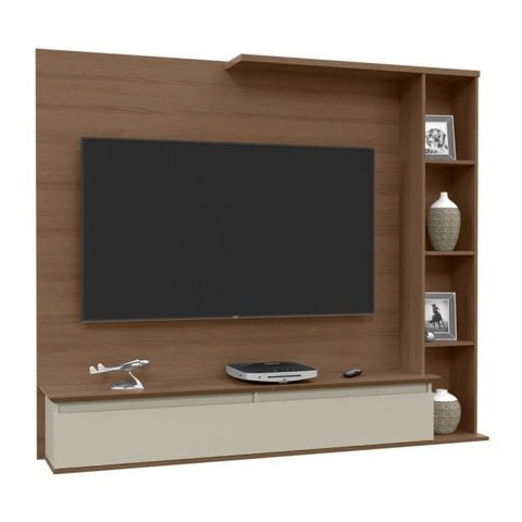 Painel para Tv até 52 Polegadas 1 Porta 4 Nichos Sublime Canelato com Off White