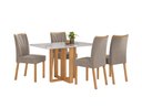 Ver imagem 1 de Conjunto Sala de Jantar Mesa Téssera 120 Tampo Vidro Off White com 4 Cadeiras Téssera - Lopas Amendo