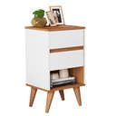 Ver imagem 3 de Kit 2 Mesas de Cabeceira, Criado Retrô Pés Palito Quarto Cantinho Decorado 2 Gavetas 1 Nicho Duda:br