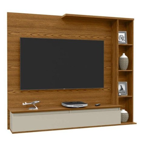 Painel para TV até 52 Polegadas 1 Porta 4 Nichos Sublime Cumarú com Off White