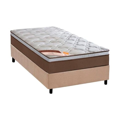 Cama Box Solteiro: Colchão Molas Castor Pocket Revolution + Base Crc Suede Clean(88x188)