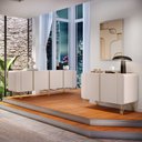 Ver imagem 2 de Conjunto Buffets Sala de Estar Benvenuto/saluti Pés em Aço Mdp/mdf Off White G26 - Hb Móveis