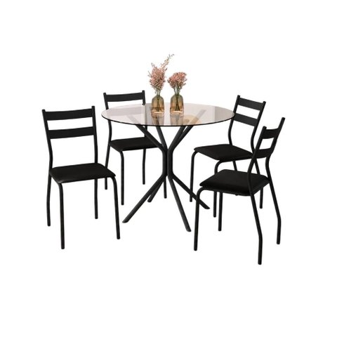 Conjunto Mesa de Jantar Kappesberg com 4 Cadeiras Preto
