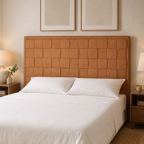 Cabeceira para Cama Box Queen 160cm Arquelis Courino Caramelo - Sallar Home